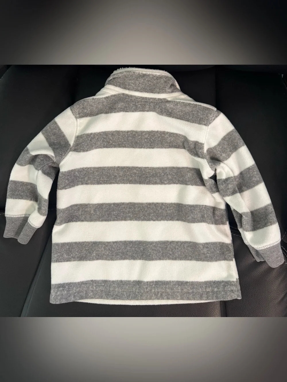 Carter's Gray & White Striped Sherpa-Collar Pullover